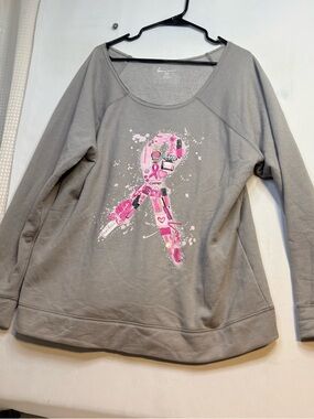 Lane Bryant Heather Taupe Crewneck Top